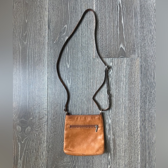 Real 100% leather crossbody or over the shoulder bag purse. Cognac brown - Picture 3 of 8
